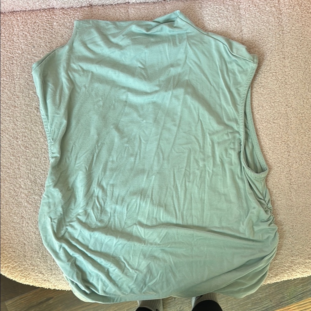 Green Sleeveless top with Mandarin Collar